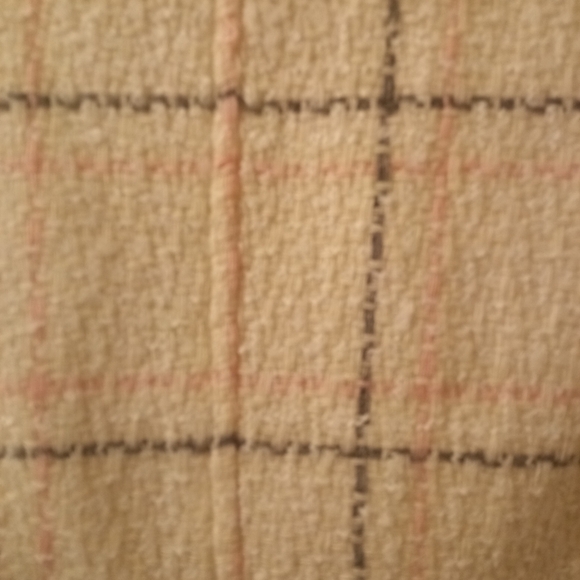 Sashimi Plaid Wool Blend Cream Pink Grey Cinched Three Button Open Cuff - Picture 10 of 11